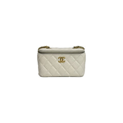 Chanel Letter/CC Logo Chain Long Vanity Calfskin White (Microchip)