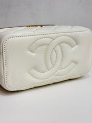 Chanel Letter/CC Logo Chain Long Vanity Calfskin White (Microchip)