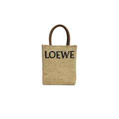 Loewe A5 Tote Bag Raffia/Calfskin Natural/Tan