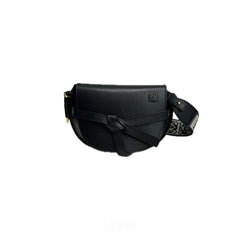 Loewe Mini Gate Dual bag in Soft Calfskin and Jacquard Black