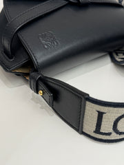 Loewe Mini Gate Dual bag in Soft Calfskin and Jacquard Black