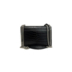Saint Laurent Sunset Bag Croc-Embossed Calfskin Black