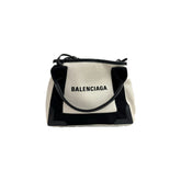 Balenciaga Navy Cabas XS Cotton Canvas / Calfskin Black