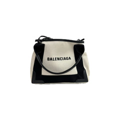 Balenciaga Navy Cabas XS Cotton Canvas / Calfskin Black