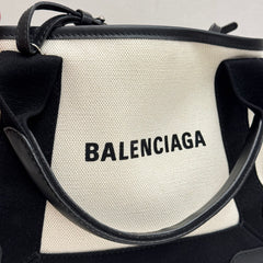 Balenciaga Navy Cabas XS Cotton Canvas / Calfskin Black