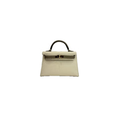 Hermes Mini Kelly II Sellier Craie / Gris Epsom STAMP U