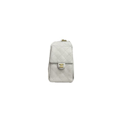 Chanel Small 25 Bag Grained Calfskin White (Microchip)