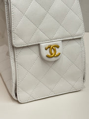Chanel Small 25 Bag Grained Calfskin White (Microchip)