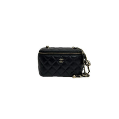 Chanel Pearl Crush Long Vanity Case Lambskin Black