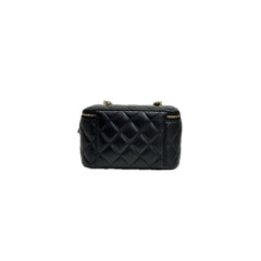 Chanel Pearl Crush Long Vanity Case Lambskin Black