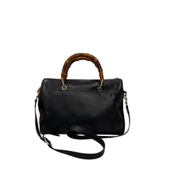 Gucci Bamboo Handle Boston Bag Calfskin Black