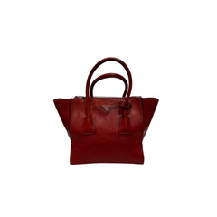 Prada Glace Twin Pocket Tote Calfskin Red