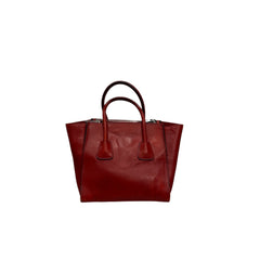 Prada Glace Twin Pocket Tote Calfskin Red