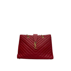 Saint Laurent Chevron Tote Bag Red