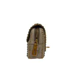 Prada Studded Shoulder Bag Calfskin Cream