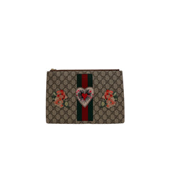 Gucci Heart Patch Pouch GG Canvas