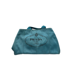 Prada Canapa Tote Canvas Blue
