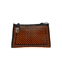 Prada Madras Zip Clutch Orange