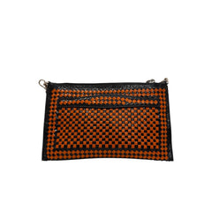 Prada Madras Zip Clutch Orange