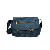 Prada Crossbody Messenger Bag Nylon Blue