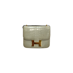 Hermes Mini Constance Alligator Light Green STAMP U