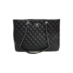 Chanel Large Turn Lock Shopping Tote Calfskin Black