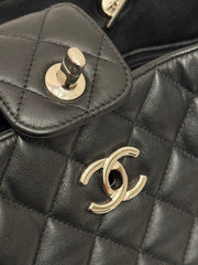 Chanel Large Turn Lock Shopping Tote Calfskin Black