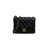 Chanel Classic Mini Square Flap Bag Lambskin Black (Microchip)