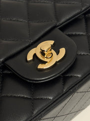 Chanel Classic Mini Square Flap Bag Lambskin Black (Microchip)