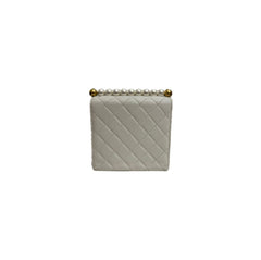 Chanel 19 Small Pearls Flap Bag Lambskin White