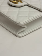 Chanel 19 Small Pearls Flap Bag Lambskin White