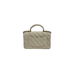 Chanel Mini Top Handle Rectangular Flap Caviar Beige
