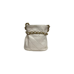 Chanel Small Bucket Bag Lambskin White