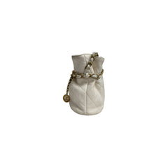 Chanel Small Bucket Bag Lambskin White