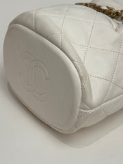 Chanel Small Bucket Bag Lambskin White