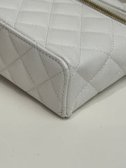 Chanel Top Handle Vanity Bag Caviar White