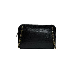 Chanel Vintage Shoulder Bag Ostrich Black