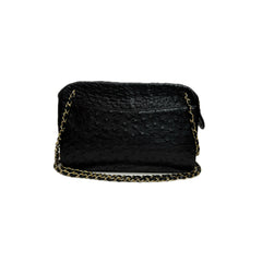 Chanel Vintage Shoulder Bag Ostrich Black