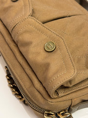 Chanel Small Belt Messenger Bag Denim Dark Beige