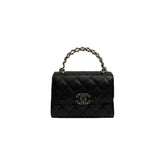 Chanel Top Handle Flap With Chain Caviar Black
