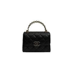 Chanel Top Handle Flap With Chain Caviar Black