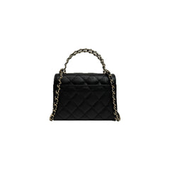 Chanel Top Handle Flap With Chain Caviar Black