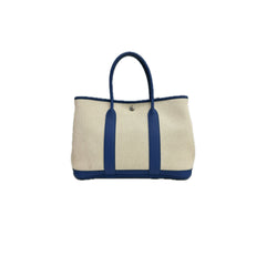 Hermes Garden Party 30 Canvas / Negonda Ecru / Blue France STAMP Z