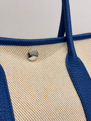 Hermes Garden Party 30 Canvas / Negonda Ecru / Blue France STAMP Z