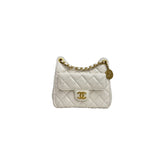 Chanel 23C Small Hobo Bag Shiny Calfskin White Brushed (Microchip)