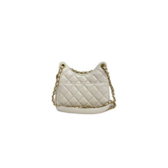 Chanel 23C Small Hobo Bag Shiny Calfskin White Brushed (Microchip)