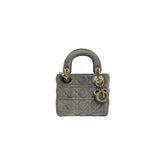 Dior Mini Lady Dior Velvet Light Grey