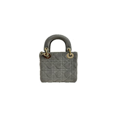 Dior Mini Lady Dior Velvet Light Grey