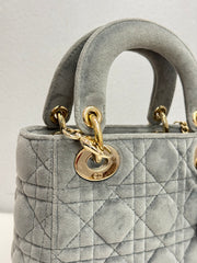 Dior Mini Lady Dior Velvet Light Grey