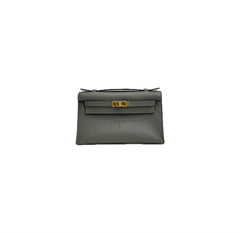 Hermes Kelly Pochette Swift Gris Meyer STAMP U